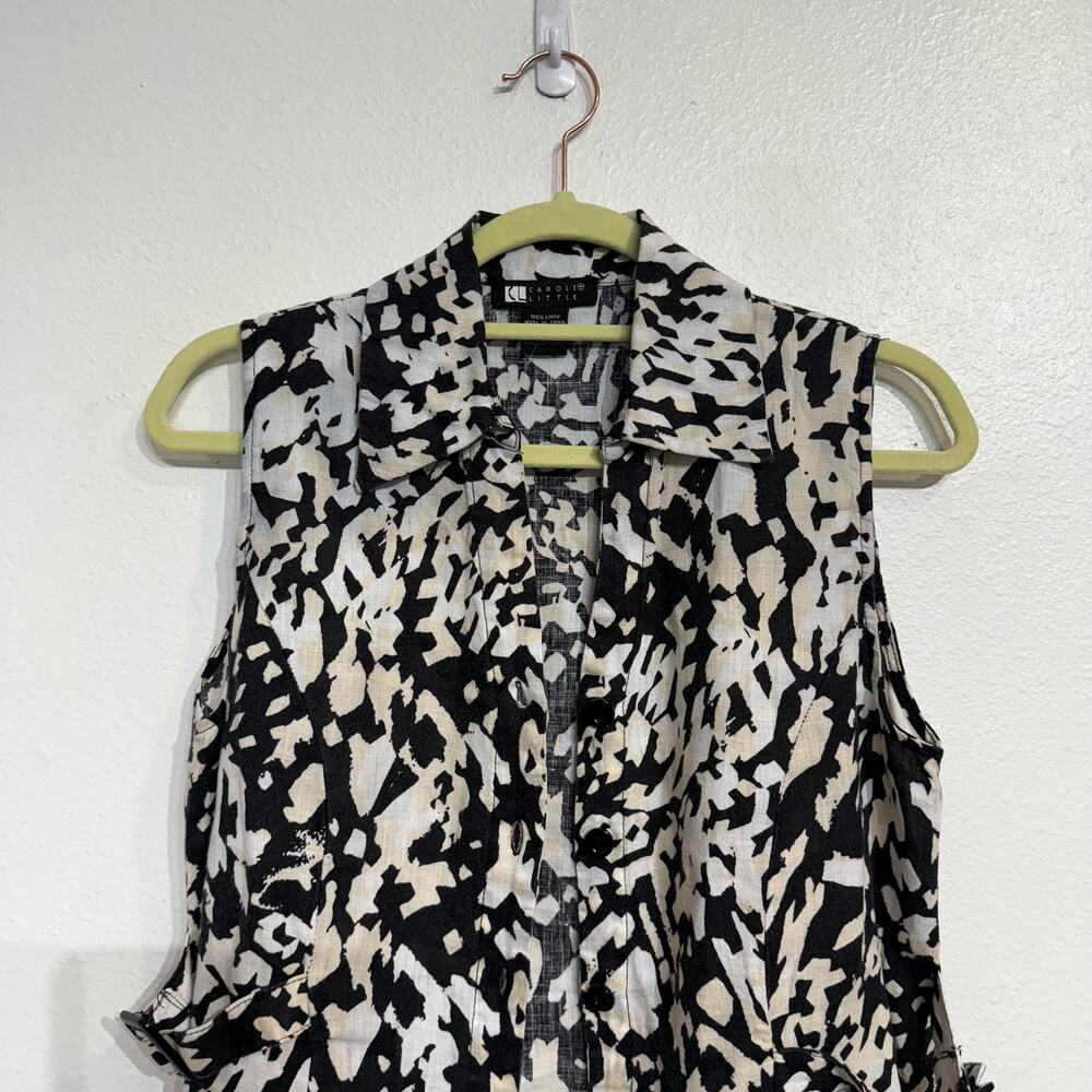 Carol Little Leopard Print Linen Button Down Slee… - image 3